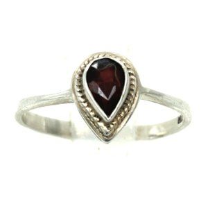 925 STERLING Southwest rope detail faceted red gemstone ring sign TR size 5 3/4